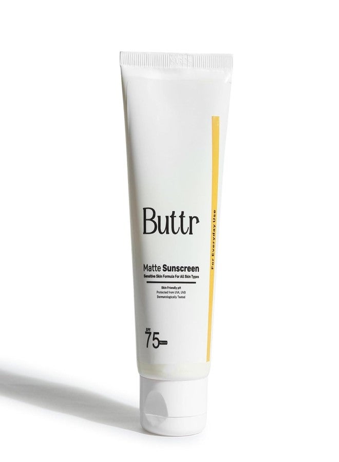 Buttr Matte Sunscreen SPF 75+ PA+++ | Water-Based Broad Spectrum Sunscreen for Oily, Combination & Normal Skin | Lightweight, Non-Greasy, No White Cast | 50g. - Image 1