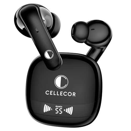 CELLECOR BROPODS C107 Gloss TWS with 40 Hrs Playtime, Quad Mic ENC, Auto-Connect, Touch Controls, 13mm Drivers, 50ms Low Latency Game Mode, Fast Charging-Type-C, BT- 5.1v (Black) - Image 1