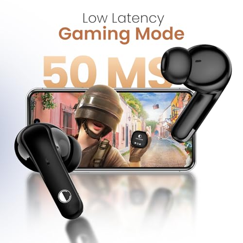 CELLECOR BROPODS C107 Gloss TWS with 40 Hrs Playtime, Quad Mic ENC, Auto-Connect, Touch Controls, 13mm Drivers, 50ms Low Latency Game Mode, Fast Charging-Type-C, BT- 5.1v (Black) - Image 4