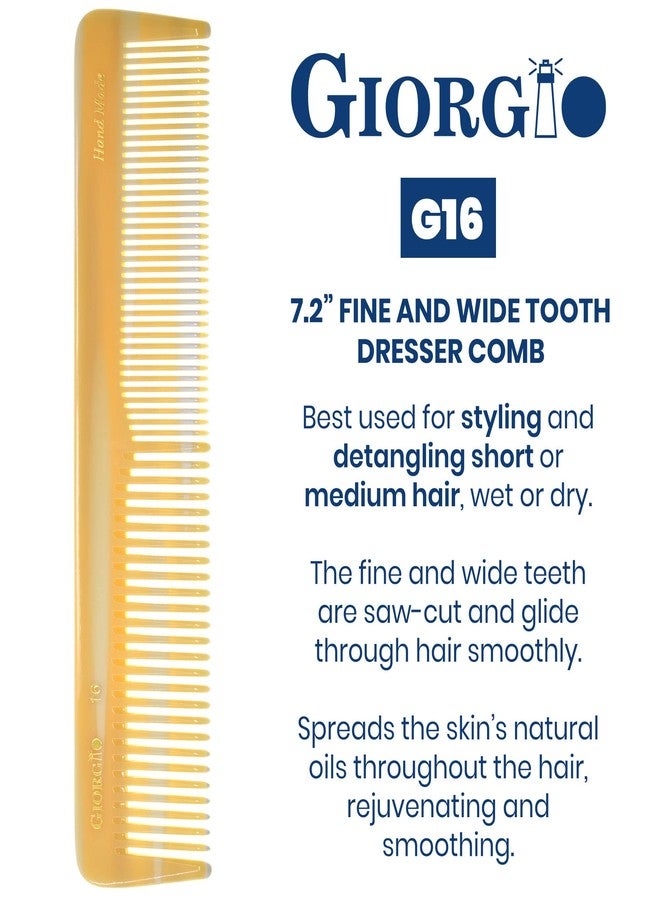 Giorgio GIVY16 Handmade Hair Comb Set - Fine and Wide Tooth Detangler for Styling, Detangling and Barber Use - Saw Cut Comb for Men and Women - Image 2