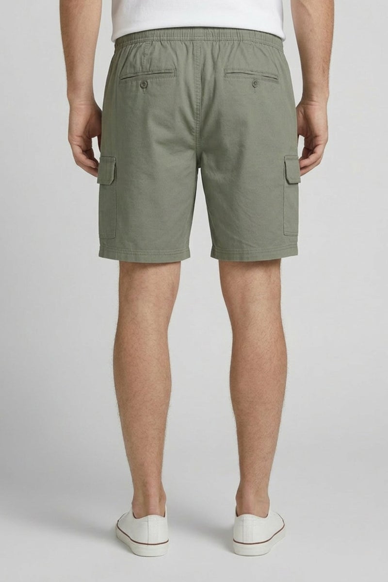 Threadbare Men Plain Cargo Shorts, Sage Green - Image 4