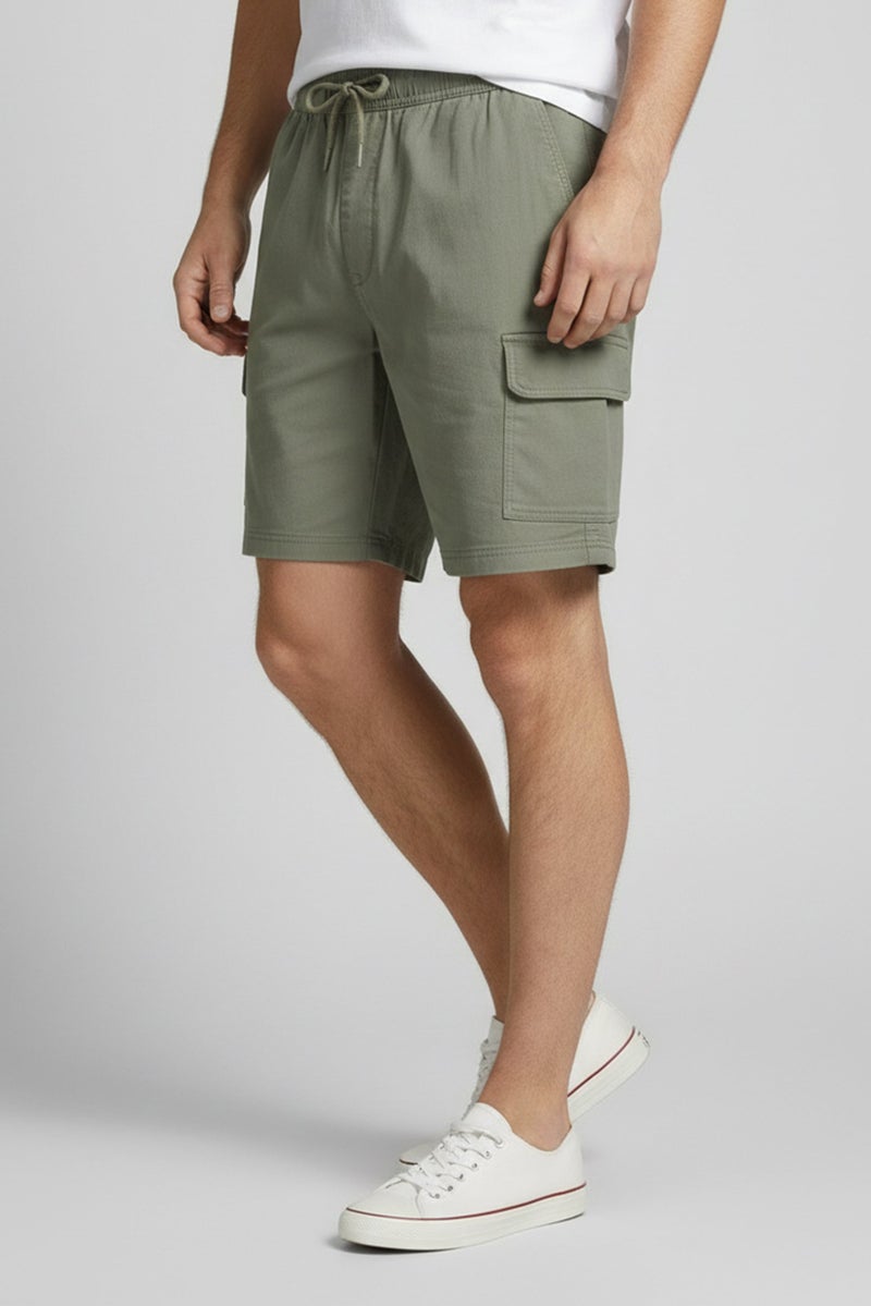 Threadbare Men Plain Cargo Shorts, Sage Green - Image 3