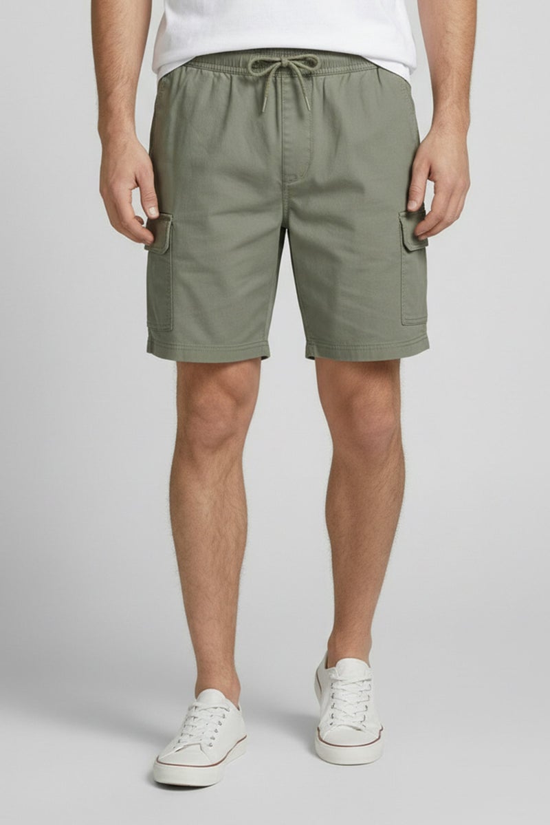 Threadbare Men Plain Cargo Shorts, Sage Green - Image 1