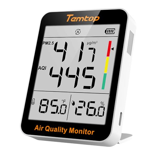 Temtop Air Quality Monitor Indoor Thermo-Hygrometer - PM2.5, AQI, Temperature, and Humidity Meter for Home, Office, or School, Air Quality Measurement, 60-Day Battery Life - Image 1