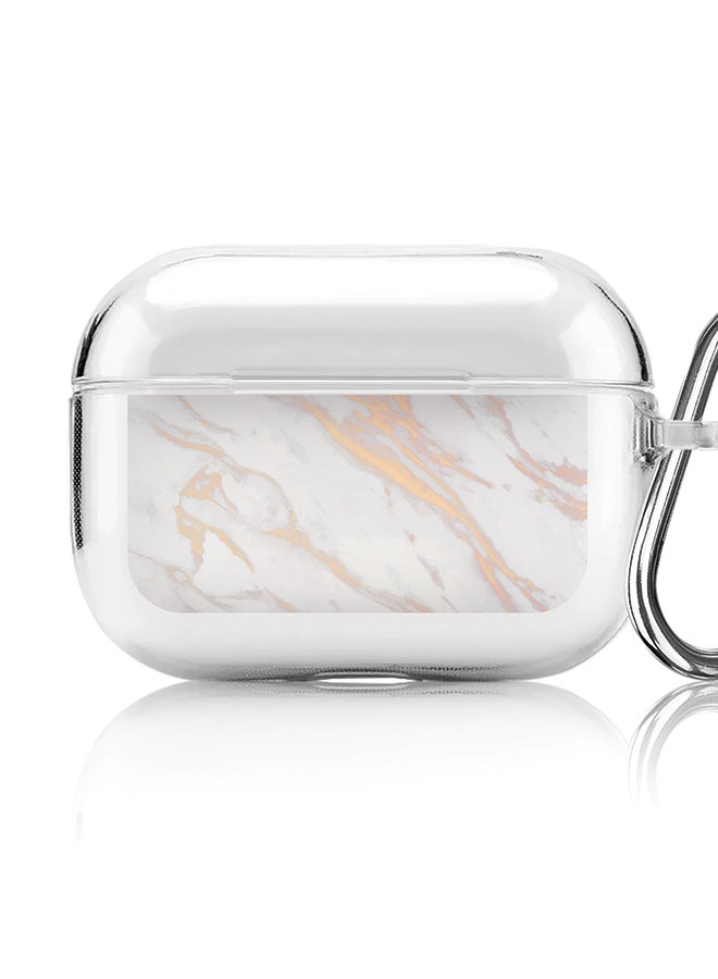 Stylizedd Classic Clear printed Case for Apple AirPods Pro 2nd Generation Thin Transparent Cover [Designed for Apple AirPods Pro 2nd Generation] - Marble Print Gold Grey - Image 1