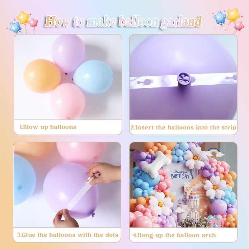 Tesochye Blue Balloon Garland Arch Kit with Bone & Daisy Flower Foil Balloons,151 Pcs Pastel Pink Blue Purple Blush Balloons for Dog Paw Birthday Decorations Blue Puppy Themed Baby Shower Party Supplies - Image 3