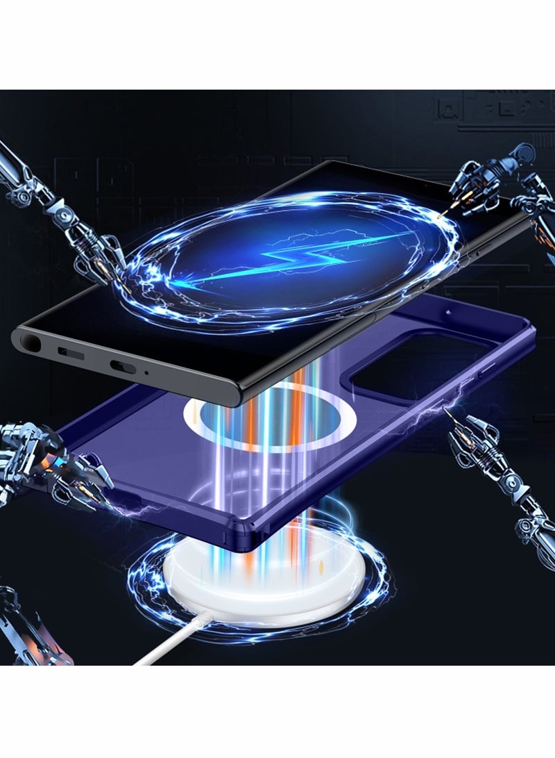 دبليو تيك حافظة لهاتف سامسونج جالاكسي S23 الترا 5G 2023 باللون الأزرق الداكن من Magsafe مغناطيسية قابلة للطي - Image 5