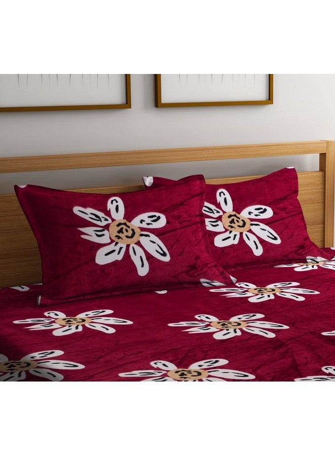 RD TREND 190 GSM Flannel Warm Elastic Fitted bedsheets for Winter King Size(78X72X8 Inch) with 2 Pillow Covers Size 18x28 Inches, (Maroon)| H603 | 210 TC - Image 3