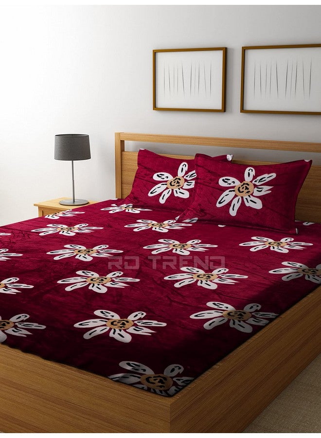 RD TREND 190 GSM Flannel Warm Elastic Fitted bedsheets for Winter King Size(78X72X8 Inch) with 2 Pillow Covers Size 18x28 Inches, (Maroon)| H603 | 210 TC - Image 4