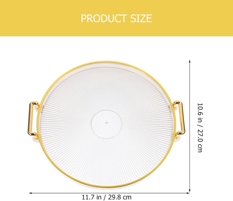 Calyrex Round Serving Tray, Elegant Round Tray with Gold Handle, Fruits Desserts Snacks Display Food Serving Tray, Decorative Platter for Bar Vanity Bathroom Coffee Table - Image 5
