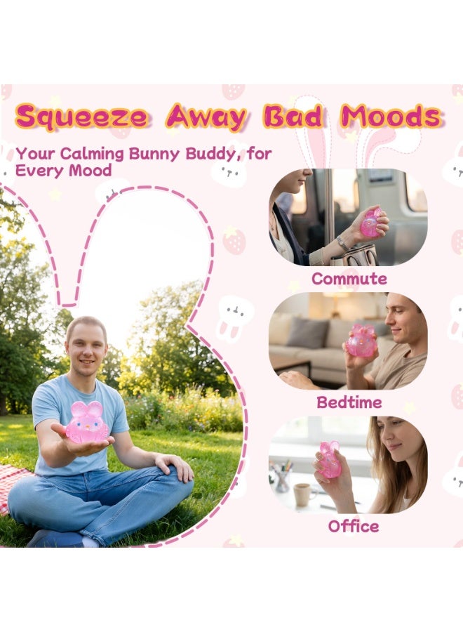 Pink Glitter Easter Bunny Squishy Squeeze Toy for Kids & Adults, Sensory Fidget Stress Ball - Image 5