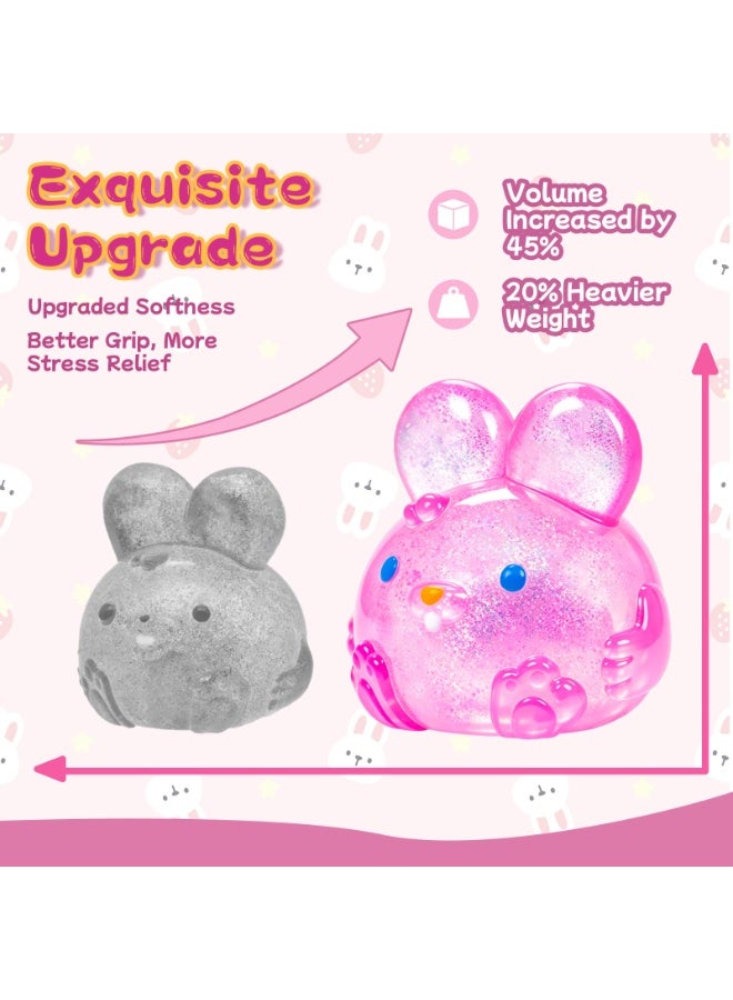 Pink Glitter Easter Bunny Squishy Squeeze Toy for Kids & Adults, Sensory Fidget Stress Ball - Image 4