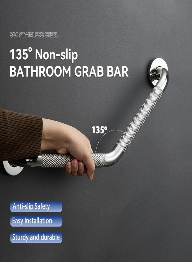 Bmoytu 20 Inch Bathroom Grab Bar, Satin Brushed Nickel Angled Grab Bar with Anti-Slip Knurled Grip, Stainless Steel Bath Balance Bar, 1.0" Tube Safety Hand Rail Support, Handicap Elderly Assist Bath Handle - Image 2