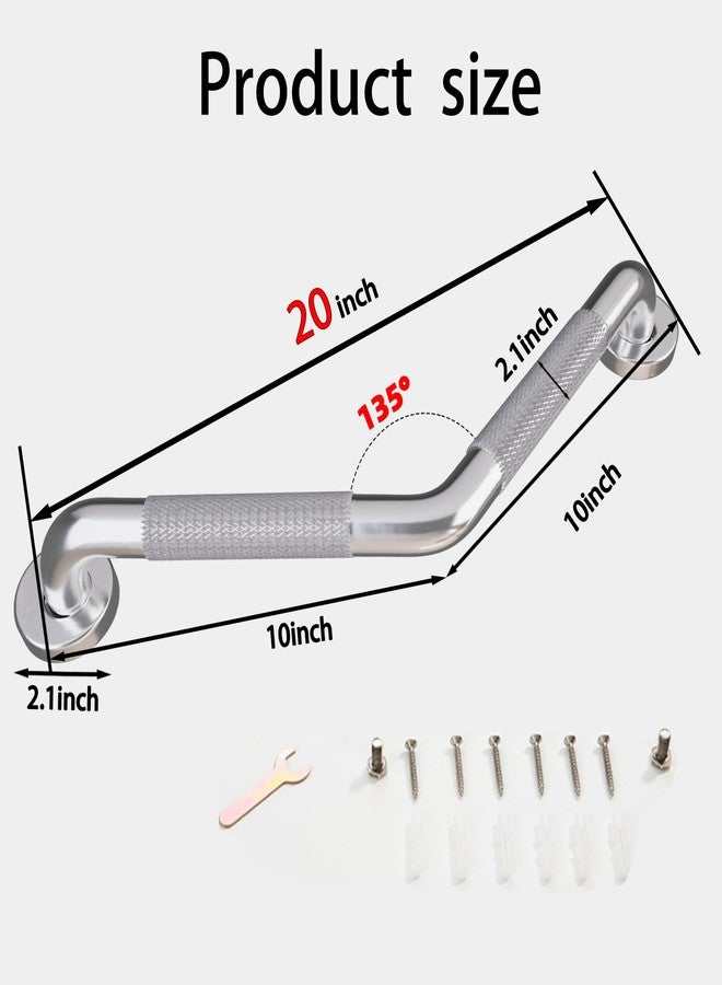 Bmoytu 20 Inch Bathroom Grab Bar, Satin Brushed Nickel Angled Grab Bar with Anti-Slip Knurled Grip, Stainless Steel Bath Balance Bar, 1.0" Tube Safety Hand Rail Support, Handicap Elderly Assist Bath Handle - Image 4