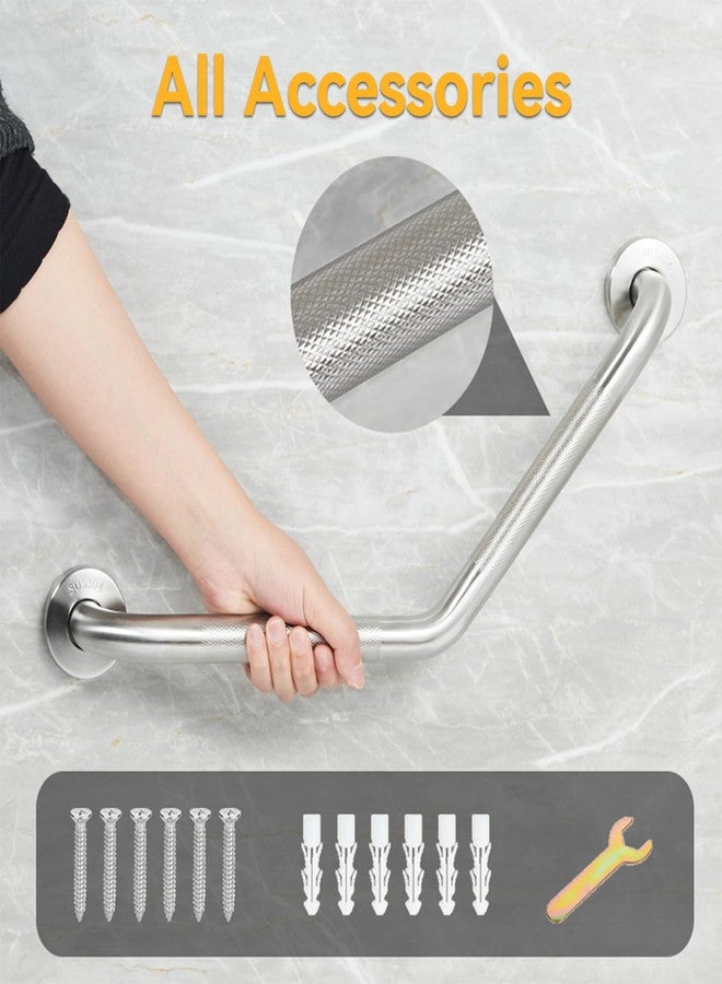 Bmoytu 20 Inch Bathroom Grab Bar, Satin Brushed Nickel Angled Grab Bar with Anti-Slip Knurled Grip, Stainless Steel Bath Balance Bar, 1.0" Tube Safety Hand Rail Support, Handicap Elderly Assist Bath Handle - Image 5