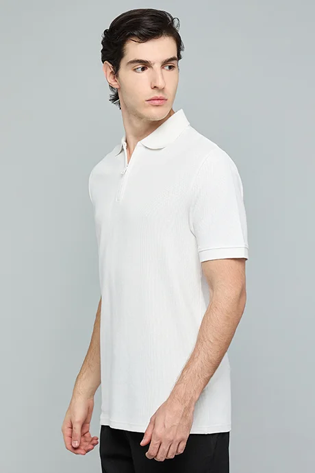 R&B Textured Polo T-Shirt with Short Sleeves