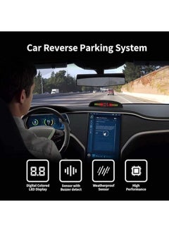 Generic Led car parking sensors car reverse radar system 4 sensors parking assistant alarm waterproof buzzer reminder - gold  - Image 3