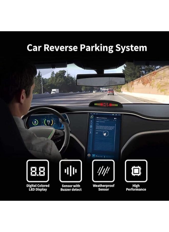 Generic - Led car parking sensors car reverse radar system 4 sensors parking assistant alarm waterproof buzzer reminder - gold - Image 1