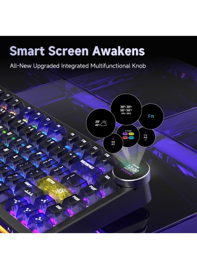 A-jazz AK820 V2 Pro Transparent Gradient RGB Triple-Mode Keyboard with Display (Dual 8K) – Triple-Mode Mechanical Keyboard with Gasket Switching, Smart RGB Display, Rotary Knob, and Hot-Swappable Keys for Gaming and Office Use - Image 3