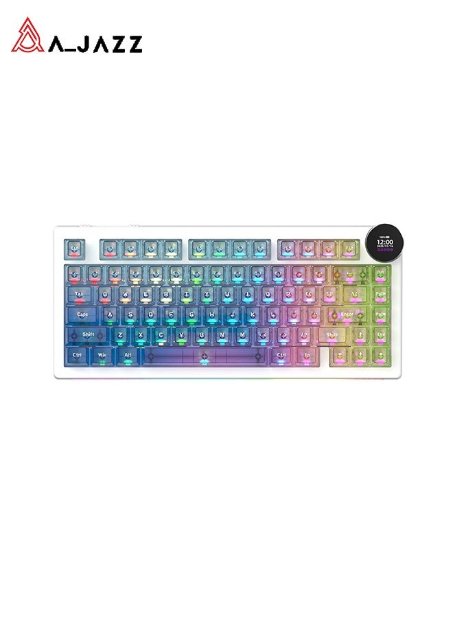 A-jazz AK820 V2 Pro Transparent Gradient RGB Triple-Mode Keyboard with Display (Dual 8K) – Triple-Mode Mechanical Keyboard with Gasket Switching, Smart RGB Display, Rotary Knob, and Hot-Swappable Keys for Gaming and Office Use - Image 1