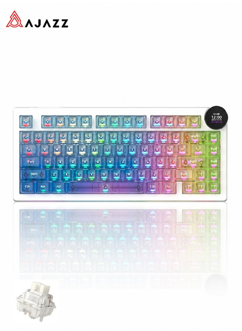 A-jazz AK820 V2 8K gaming keyboard, featuring a screen display, wireless mechanical keyboard with RGB backlight, compact mechanical keyboard design, and an ultra-long battery life of 10,000 mAh. It supports three connection modes (2.4 GHz/Bluetooth/wired) and hot-swappable switches - Image 1