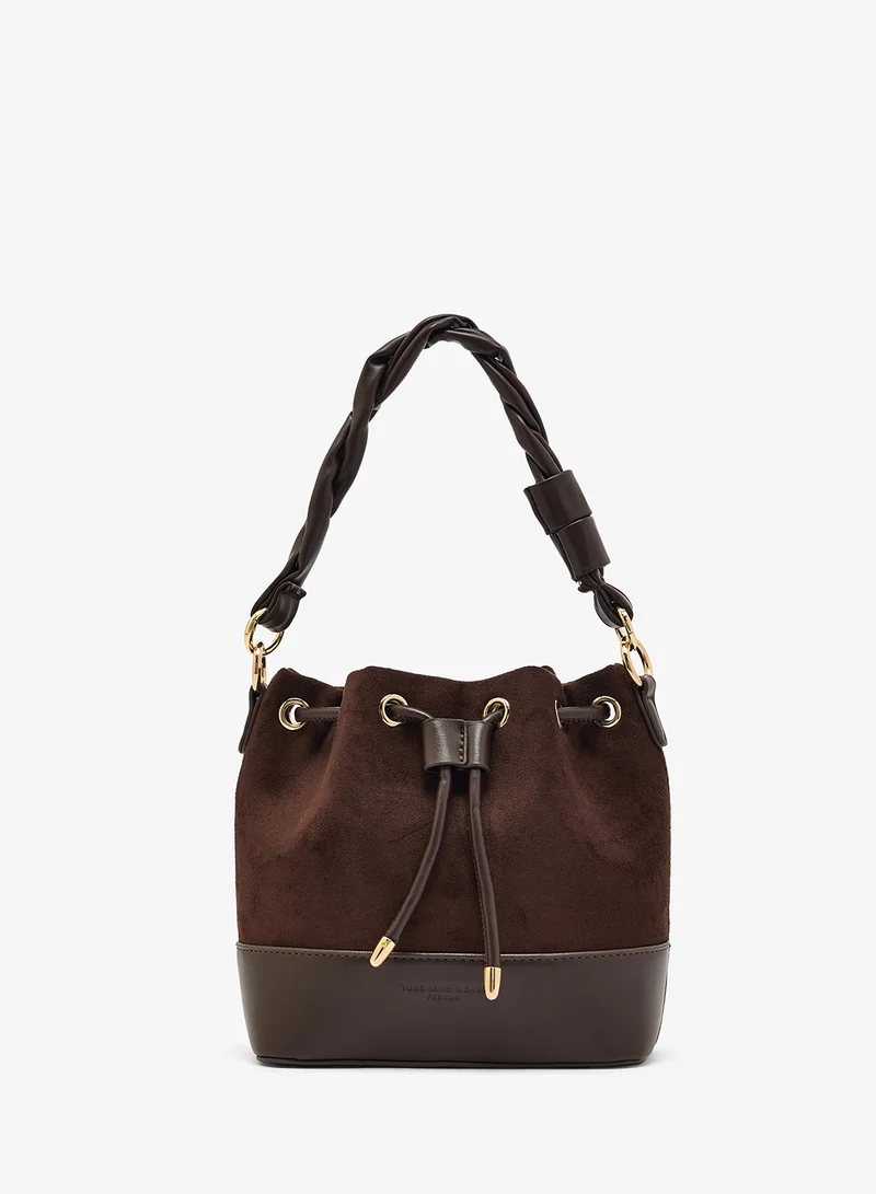 ELLA Suede Bucket Bag With Knot Handle