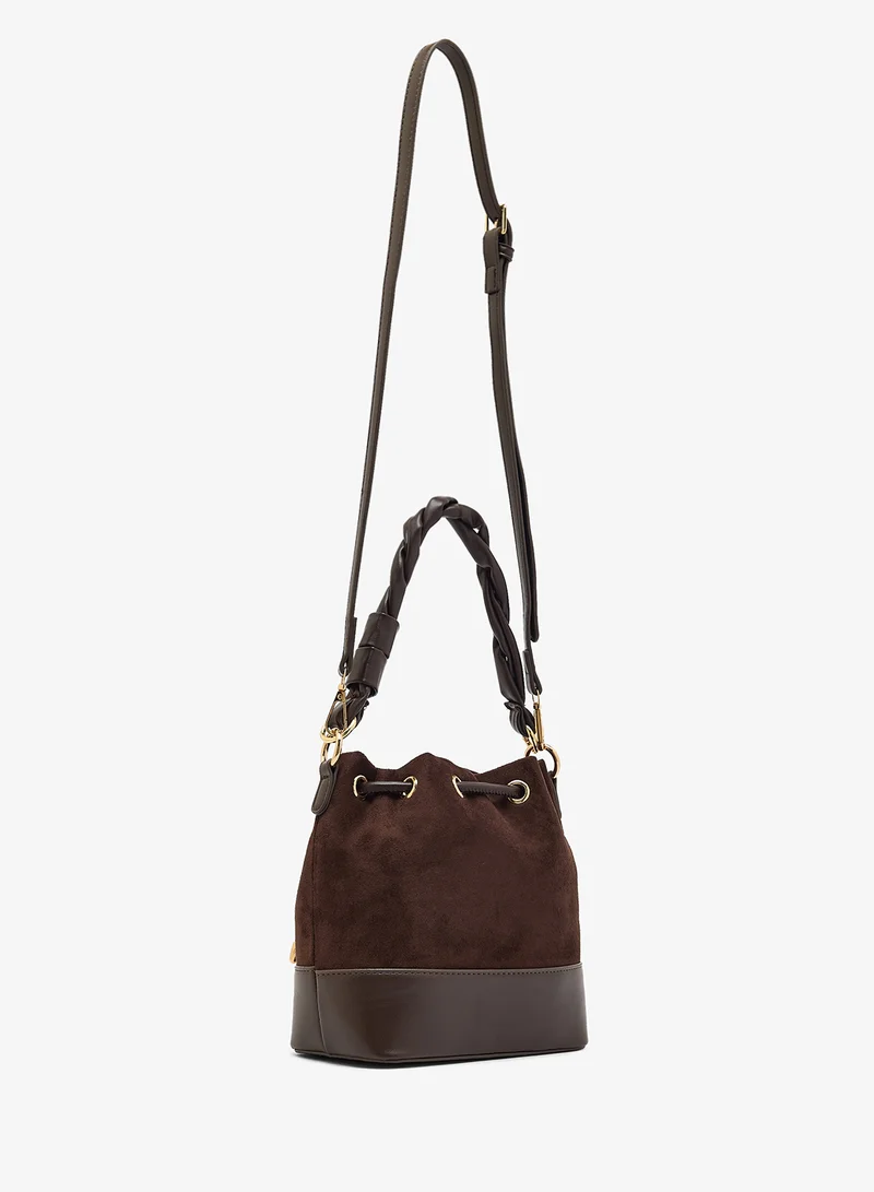 ELLA Suede Bucket Bag With Knot Handle