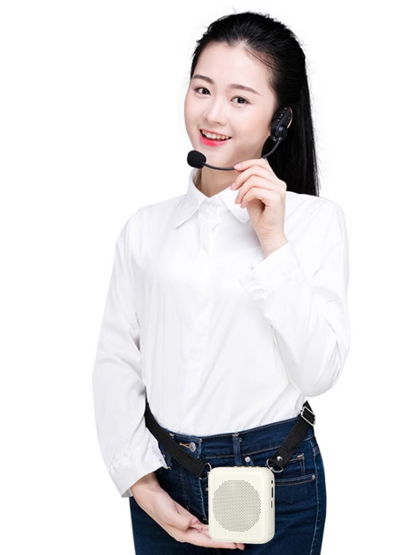 Voice Amplifier with Wired Microphone Headset Portable Rechargeable PA System Speaker Personal Microphone Speech Amplifier Loudspeaker for Teachers Tour Guides/Coaches Metting/Yoga/Fitness (White) - Image 4