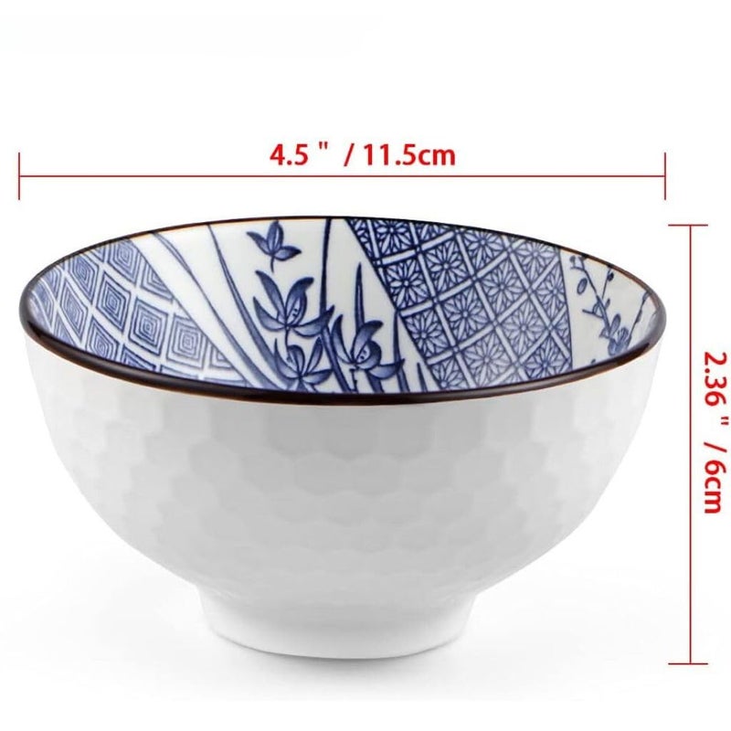 FS COOL Ceramic Soup Bowls Noodle Bowl Porcelain Bowl Salad Bowls Cereal Snack BowlsKitchen Bowl Fruit Bowl with Attractive Design Pottery Bowls Yougrt Bowl Pack of 2 Blue and White - Image 2