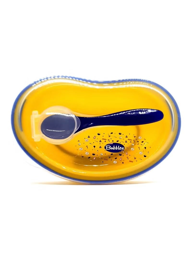 بابلز طبق للأطفال بغطاء وملعقة-أصفر - Image 1