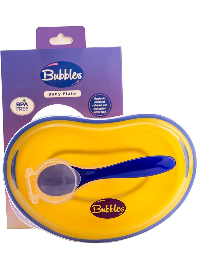 بابلز طبق للأطفال بغطاء وملعقة-أصفر - Image 3