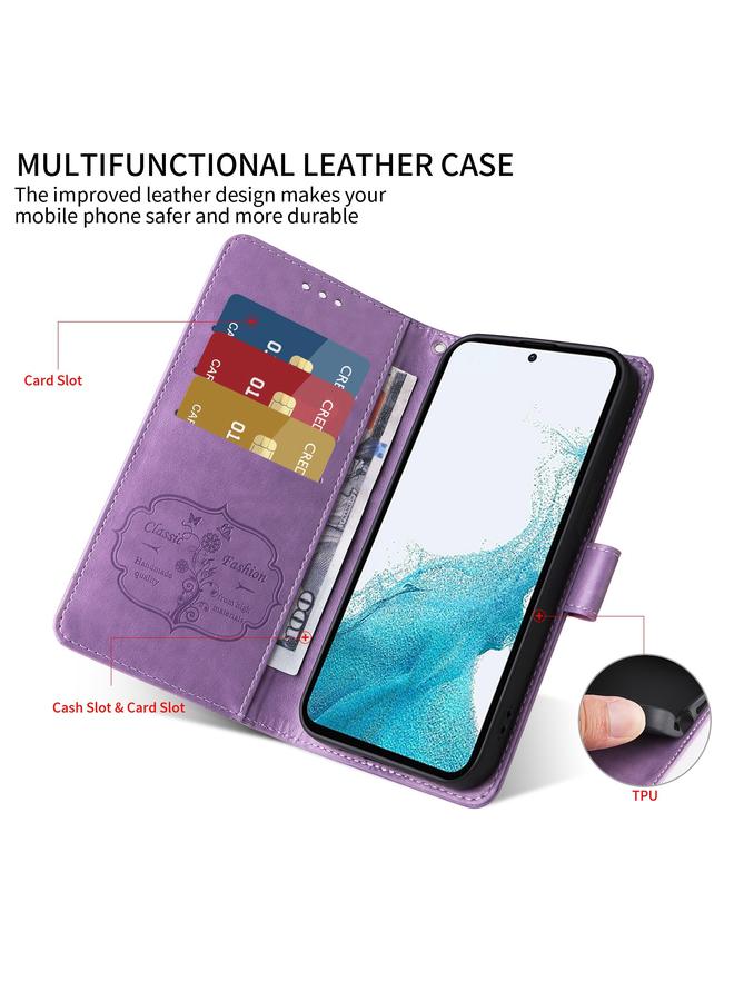 S-TOP Case For Samsung Galaxy S21+ 5G Embossed Butterfly Flowers Leather Phone Case - Image 4