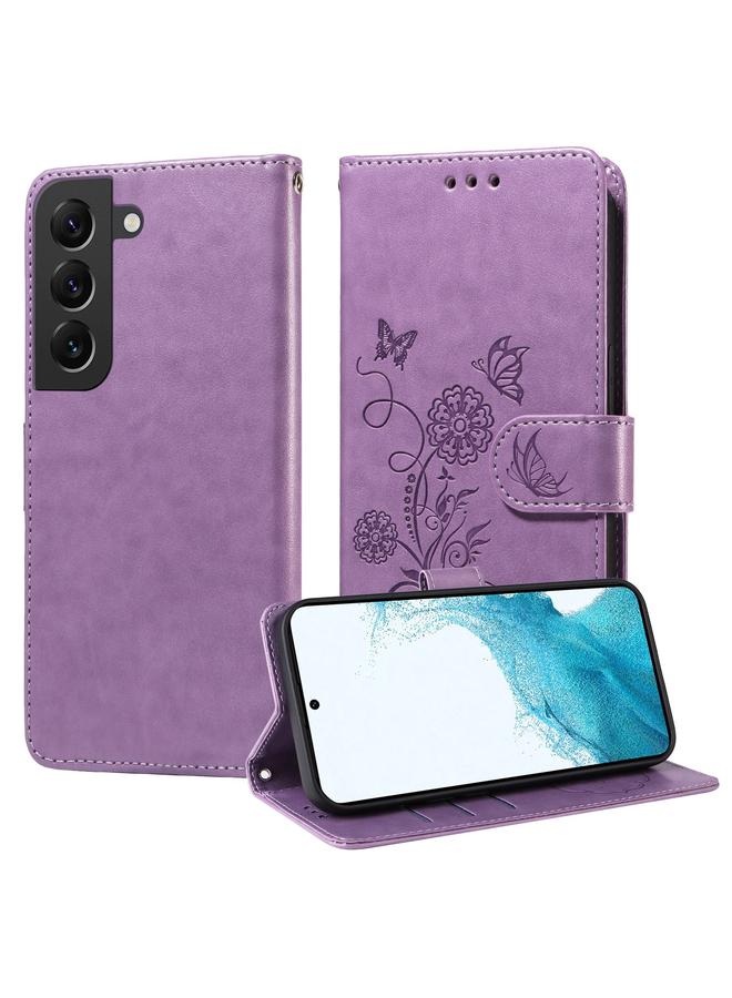 S-TOP Case For Samsung Galaxy S21+ 5G Embossed Butterfly Flowers Leather Phone Case - Image 1