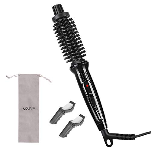 LOVANI Mini Travel Curling Iron Brush 3/4 Inch, Small Curling Brush for Short Hair, Bangs & Fine Hair, Portable Anti-Scald Hot Curler, Dual Voltage with Travel Bag - Image 1