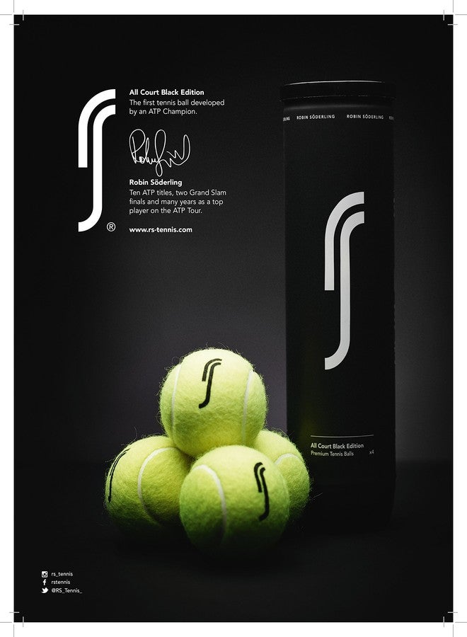 RS All Court Black Edition Tennis Ball (Can of 3 Balls - Yellow) - Image 4