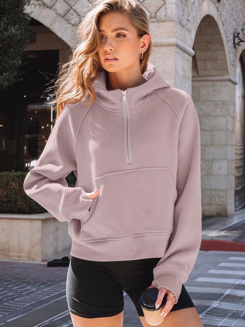 AUTOMET Womens Hoodies Fleece Fall Fashion Outfits Workout Sweatshirts Y2k Winter Zip Up Jackets Oversized Tops Clothes 2026 DarkPink XL - Image 5