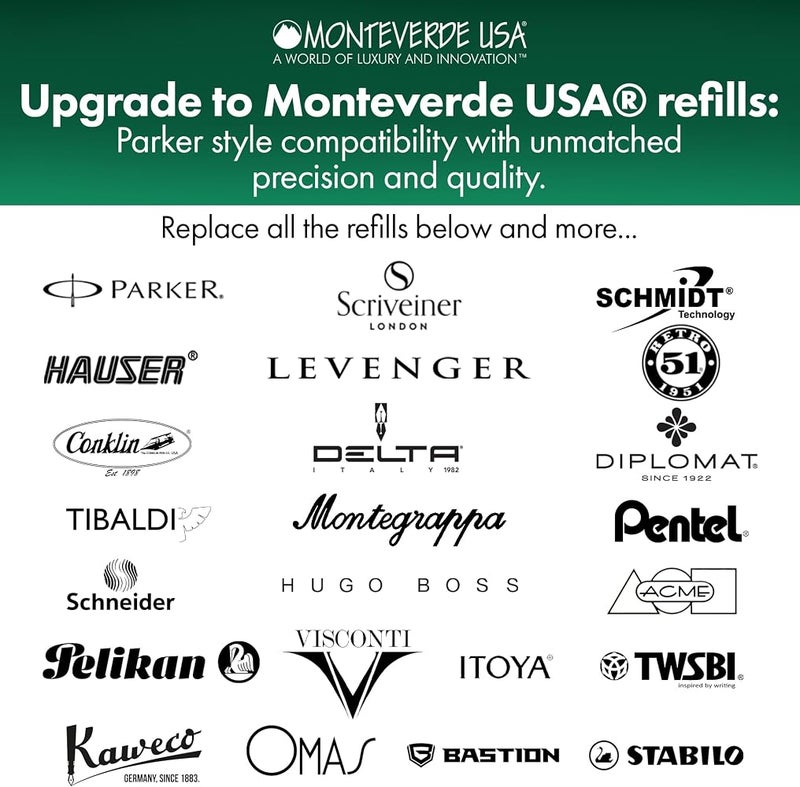 مونت فيردي مادة تعبئة قلم جل من نوع Monteverde Capless للاستخدام مع أقلام بالقلم الرصاص من Parker، نقطة دقيقة، لون أحمر، 2 قطعة في العبوة (P422RD) - Image 2