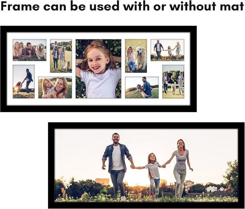 Americanflat إطار صور أمريكان فلات 12x30 مع زجاج أكريليك مصقول، إطارات صور متعددة تناسب صورة واحدة 8x10 وثماني صور 5x7 أو استخدمه كإطار واحد 12x30، مجموعة توقيع، أسود - Image 4