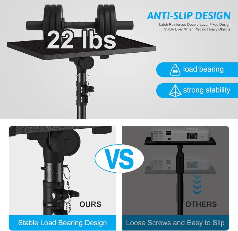 DECOSIS All usage compatible Projector Stand Tripod From 23.5" to 46.5", Laptop Tripod Stand Height Adjustable with Gooseneck Phone Holder, Laptop Floor Stand for Office, Home, Stage, Studio, DJ Racks Holder Mount Spec upgraded improved quality - Image 2