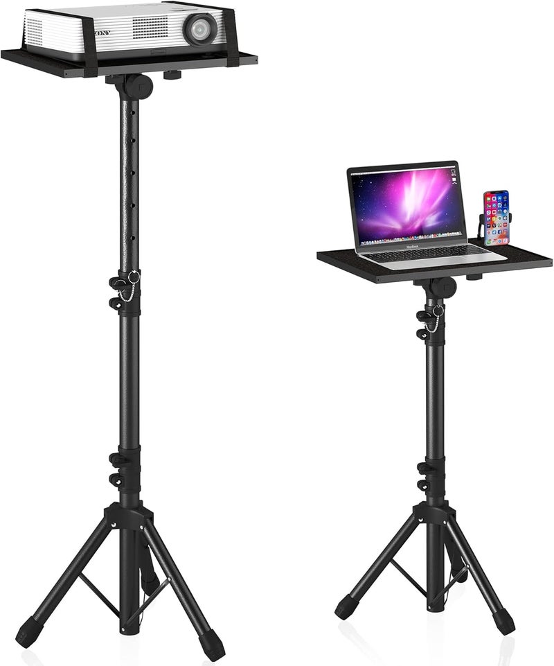 DECOSIS All usage compatible Projector Stand Tripod From 23.5" to 46.5", Laptop Tripod Stand Height Adjustable with Gooseneck Phone Holder, Laptop Floor Stand for Office, Home, Stage, Studio, DJ Racks Holder Mount Spec upgraded improved quality - Image 1