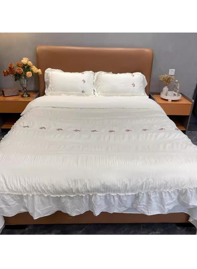Fitted Sheet Style — ﻿ Four Piece Set Of Washed Cotton Princess Embroidered Bedding - Image 2