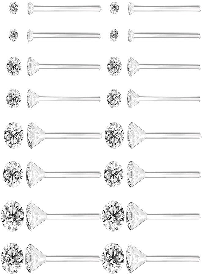 Melimarry Anti Allergy Plastic Earrings for Sensitive Ears, Silicone Soft Earring Backs, Cubic Zirconia Stud Earrings Kit, 2mm, 3mm, 4mm, 5mm (Clear) - Image 1