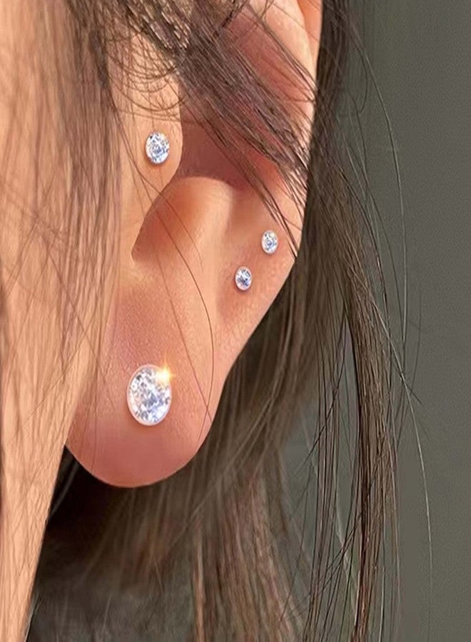 Melimarry Anti Allergy Plastic Earrings for Sensitive Ears, Silicone Soft Earring Backs, Cubic Zirconia Stud Earrings Kit, 2mm, 3mm, 4mm, 5mm (Clear) - Image 4