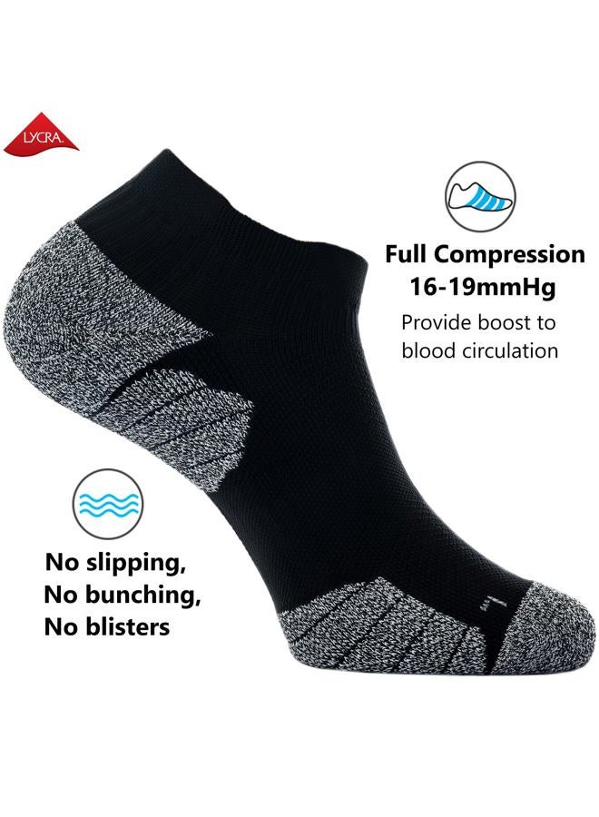 CWVLC Unisex Cushioned Compression Athletic Ankle Socks Multipack, 3-pairs Black, L - Image 3