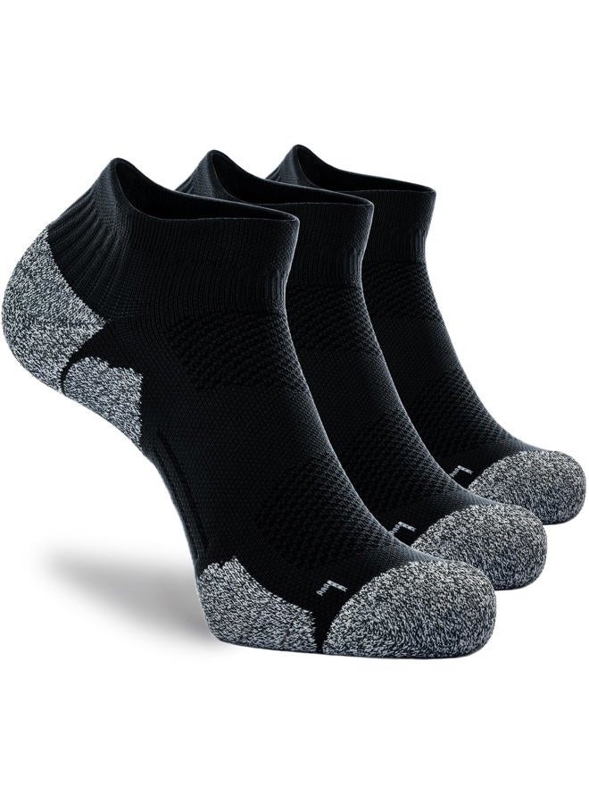 CWVLC Unisex Cushioned Compression Athletic Ankle Socks Multipack, 3-pairs Black, L - Image 1