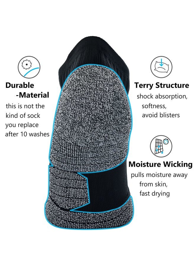 CWVLC Unisex Cushioned Compression Athletic Ankle Socks Multipack, 3-pairs Black, L - Image 4