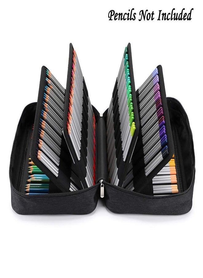 BTSKY Colored Pencil Case 300 Slots Pen Pencil Bag Organizer with Handy Wrap Portable- Multilayer Holder for Crayola Colored Pencils & Gel Pen(Black) - Image 2