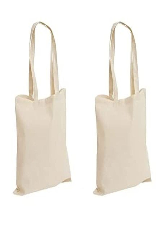 Mluffy Washable Organic Cotton Canvas Fashionable Tote Plain Carry Bag | Lightweight Medium Reusable Grocery Shopping Cloth Bag for Girl's and Men's (Off White) (Pack Of 2) - Image 1