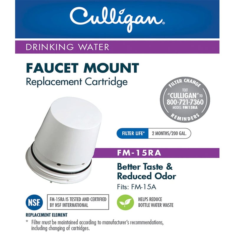 Culligan FM-15RA Faucet-Mount Replacement Water Filter Cartridge, 200 Gallon, White - Image 1