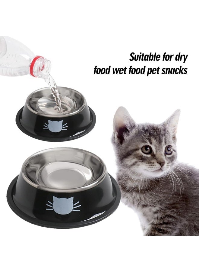 Pet Food Bowls, 2-Pack Stainless Steel Cat & Dog Bowls with Removable Base, 8oz Non-Slip Water Dishes - Image 1